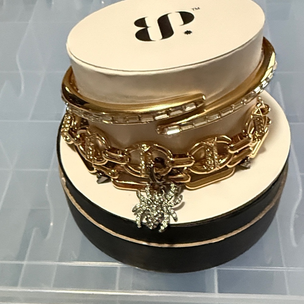 2025 BP Halloween Stack. Lurking in Luxury. Gold and hematite Bracelet Set
